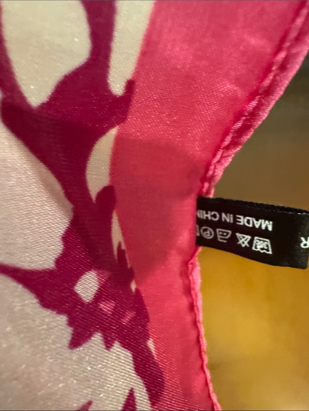 Vibrant Pink Floral Satin Scarf - Picture 6 of 6